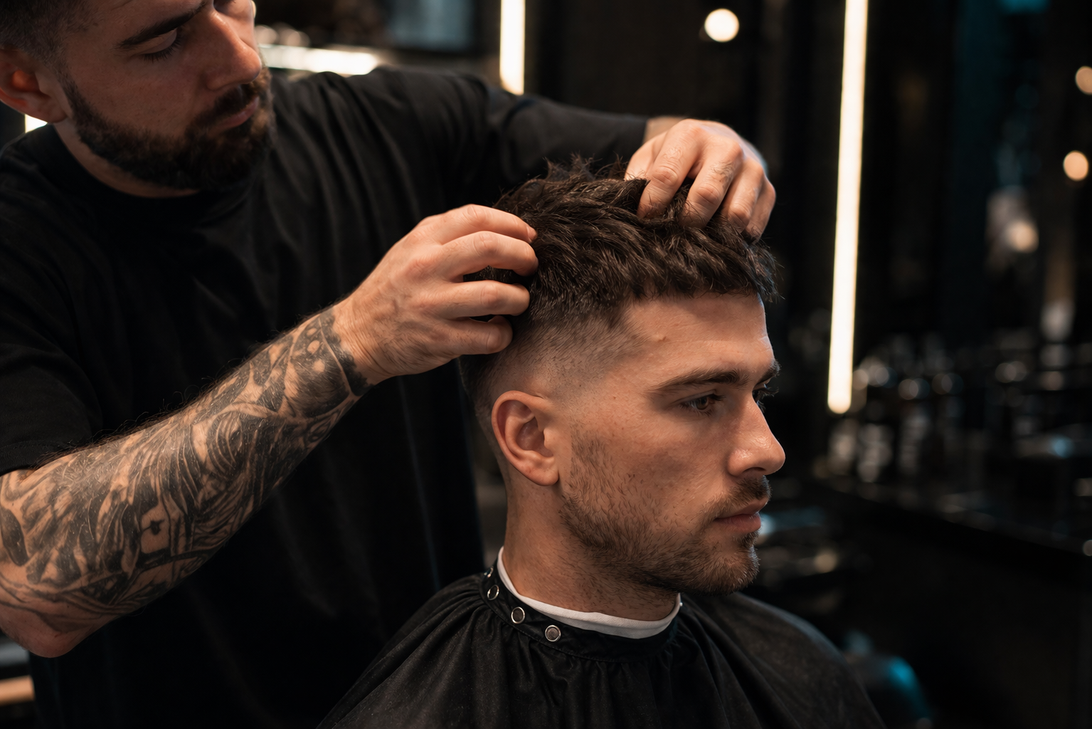 Studio workstation with clippers and styling tools