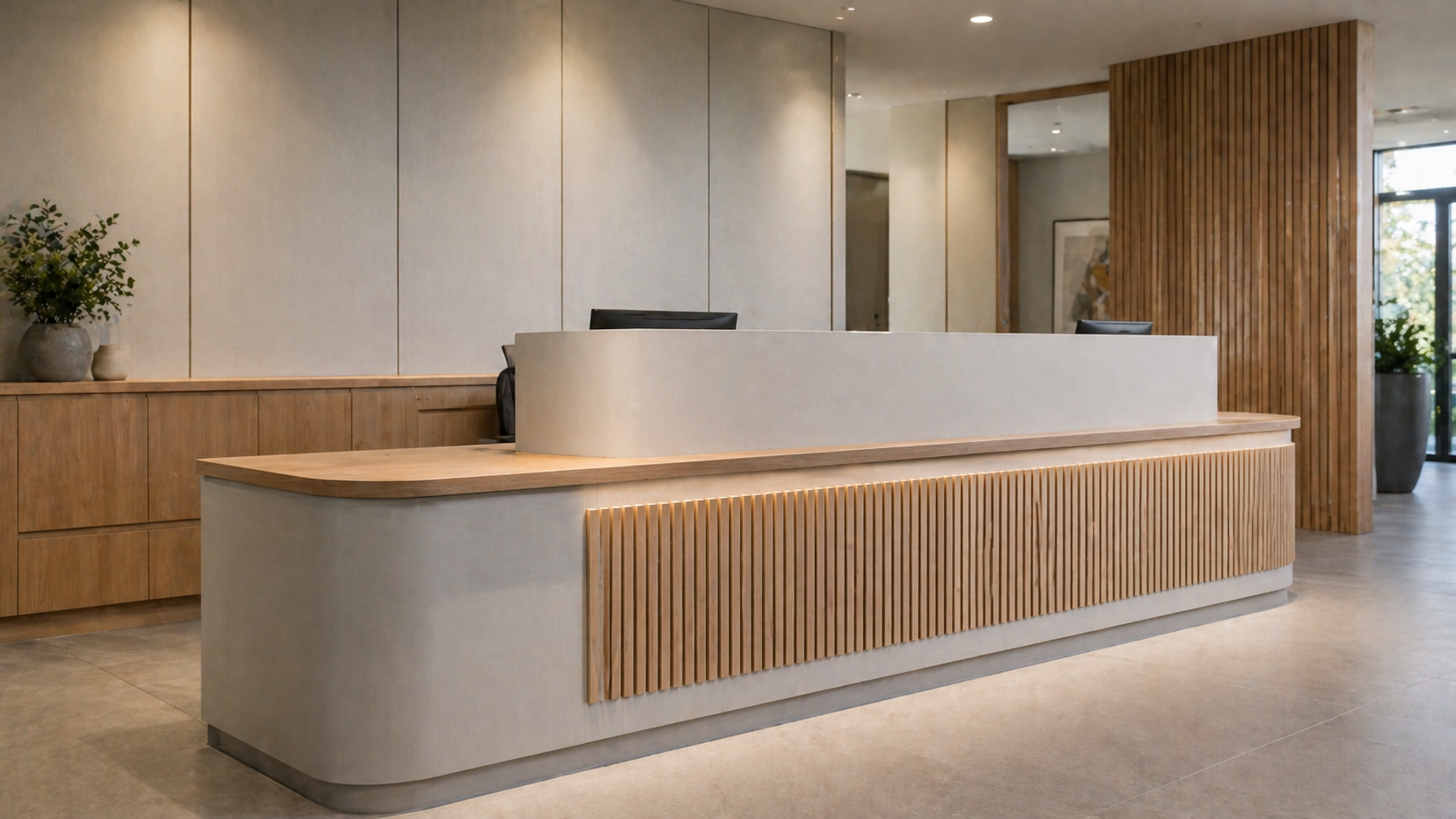 Joinery fit-out in a modern reception area