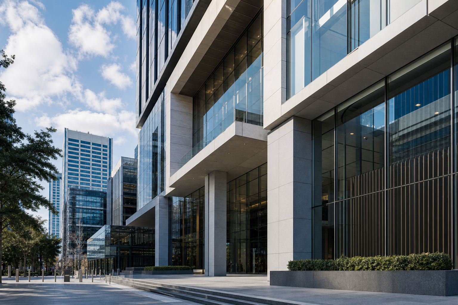 Modern commercial office building exterior, Australian CBD